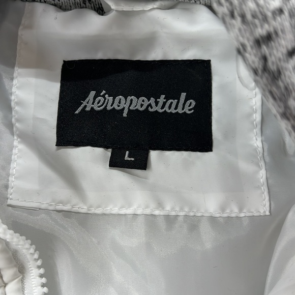 Sz Large Aeropostale White Gray Hooded Jacket - Picture 6 of 7